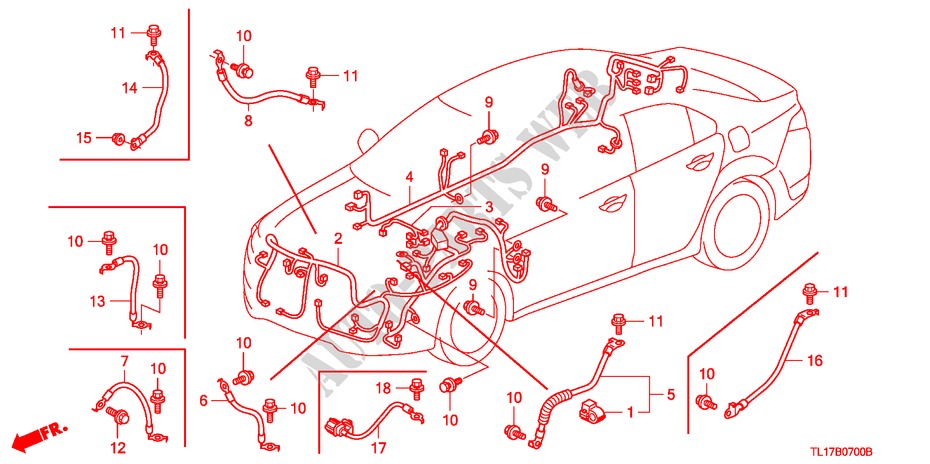 FAISCEAU DES FILS(1) (LH) pour Honda ACCORD 2.4 TYPE S 4 Portes 6 vitesses manuelles 2009
