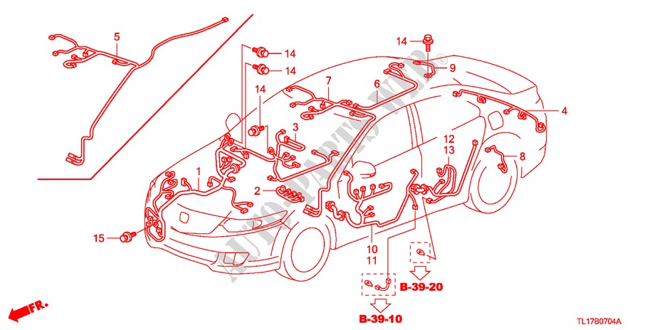 FAISCEAU DES FILS(3) (LH) pour Honda ACCORD 2.2 EXECUTIVE 4 Portes 6 vitesses manuelles 2009