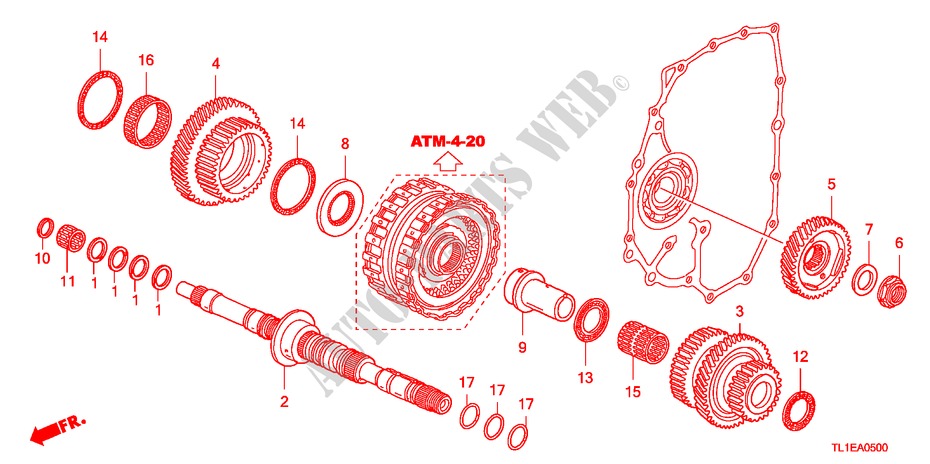 ARBRE PRINCIPAL pour Honda ACCORD 2.4 EX 4 Portes 5 vitesses automatique 2011