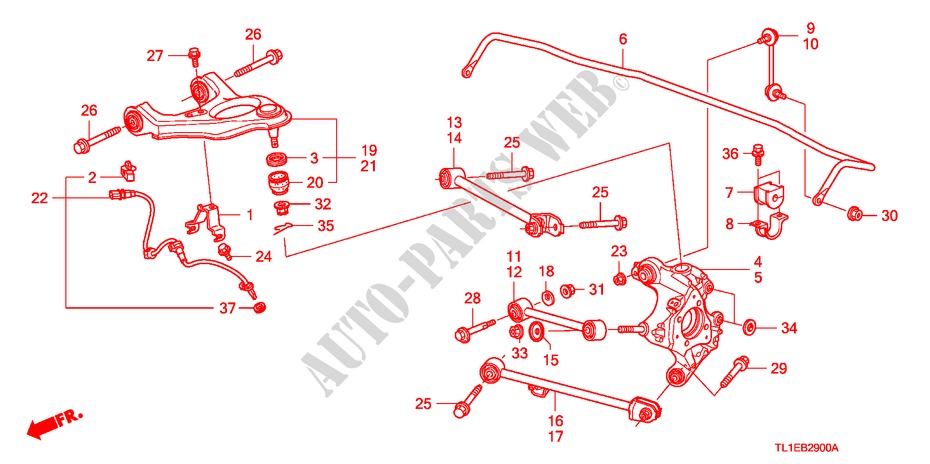 ARTICULATION ARRIERE pour Honda ACCORD 2.4 EX 4 Portes 5 vitesses automatique 2011