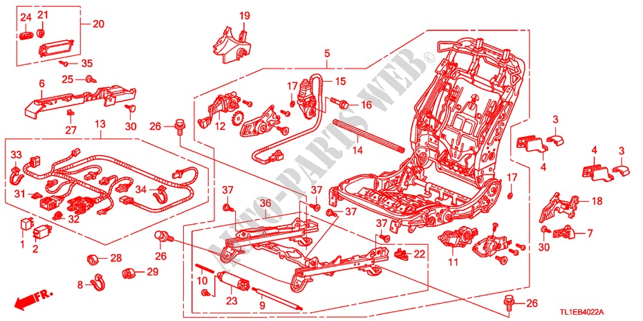COMP. DE SIEGE AV.(D.)(SIEGE ENTIEREMENT MOTORISE)(1) pour Honda ACCORD 2.2 EXECUTIVE 4 Portes 6 vitesses manuelles 2010