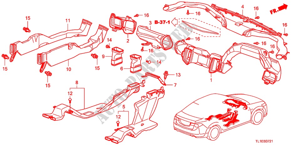 CONDUIT(RH) pour Honda ACCORD 2.4 EX 4 Portes 5 vitesses automatique 2011