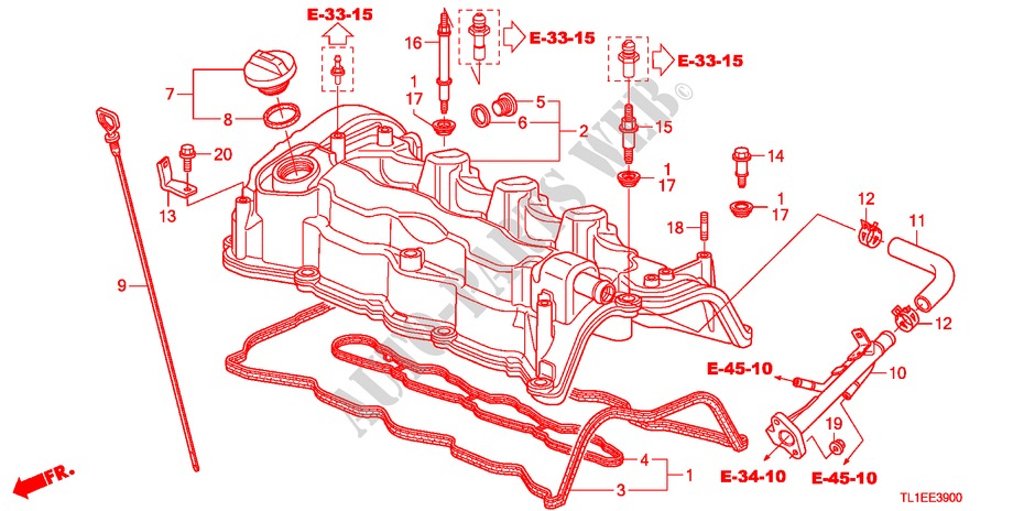 COUVERCLE DE CULASSE(DIESEL) pour Honda ACCORD 2.2 EXECUTIVE 4 Portes 6 vitesses manuelles 2010