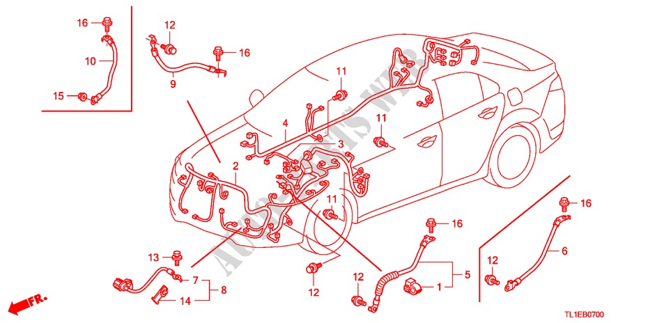 FAISCEAU DES FILS(1)(LH) pour Honda ACCORD 2.2 EXECUTIVE 4 Portes 6 vitesses manuelles 2010