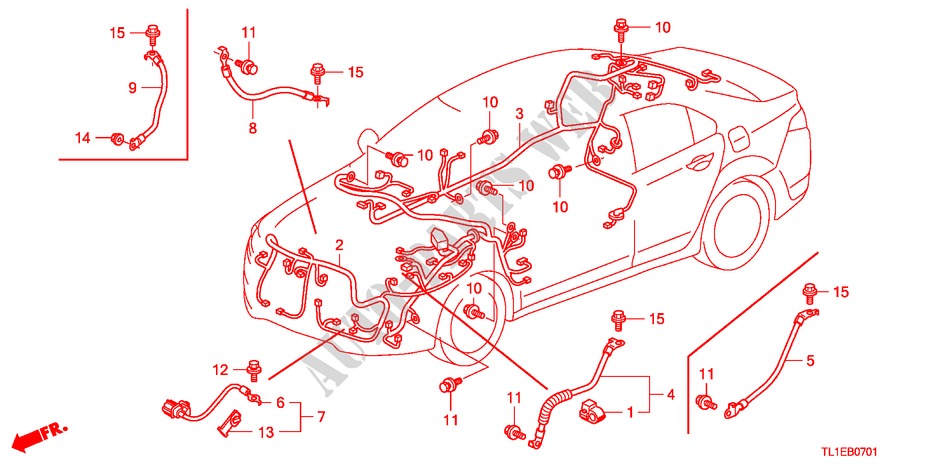 FAISCEAU DES FILS(1)(RH) pour Honda ACCORD 2.4 EX 4 Portes 5 vitesses automatique 2011