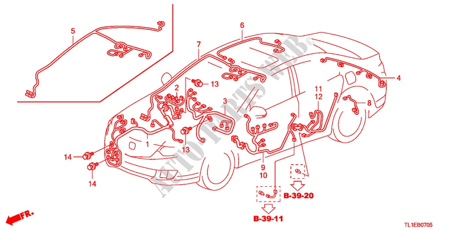 FAISCEAU DES FILS(3)(RH) pour Honda ACCORD 2.4 EX 4 Portes 5 vitesses automatique 2011