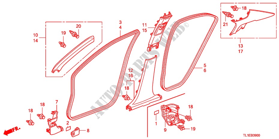 GARNITURE DE MONTANT(LH) pour Honda ACCORD 2.4 S 4 Portes 6 vitesses manuelles 2011