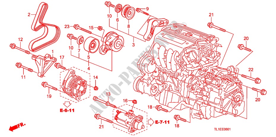 SUPPORT DE MOTEUR(2.4L) pour Honda ACCORD 2.4 EX 4 Portes 5 vitesses automatique 2011