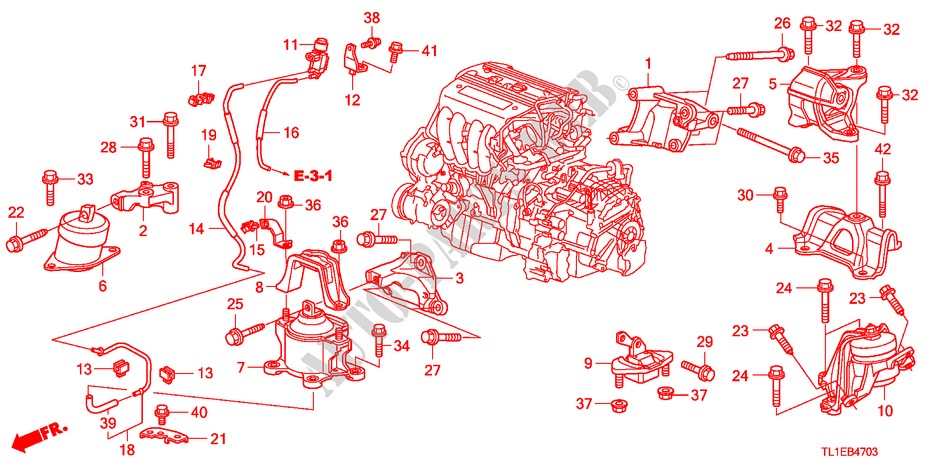 SUPPORTS DE MOTEUR(2.4L)(AT) pour Honda ACCORD 2.4 EX 4 Portes 5 vitesses automatique 2011