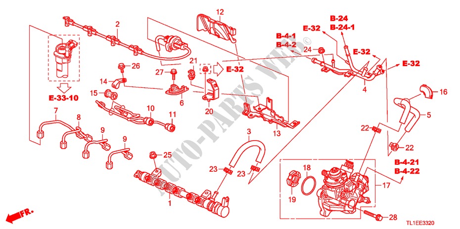 TRINGLE DE CARBURANT/POMPE A HAUTE PRESSION(DIESEL) pour Honda ACCORD 2.2 EXECUTIVE 4 Portes 6 vitesses manuelles 2010