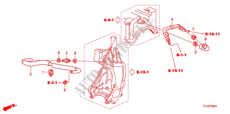 TUBE DE RENIFLARD(2.4L) pour Honda ACCORD 2.4 EX 4 Portes 5 vitesses automatique 2011