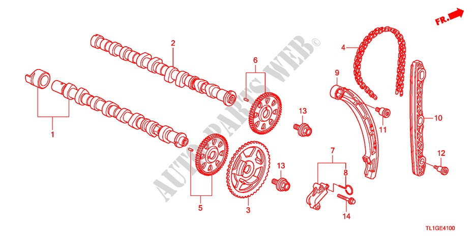 ARBRE A CAMES/CHAINE A CAMES(DIESEL) pour Honda ACCORD 2.2 S 4 Portes 6 vitesses manuelles 2012