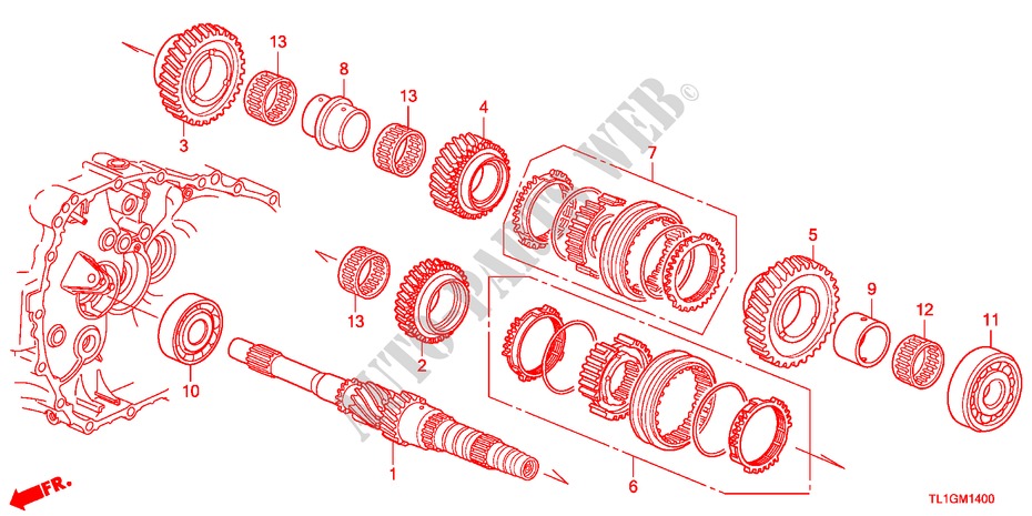ARBRE PRINCIPAL(DIESEL) pour Honda ACCORD 2.2 S 4 Portes 6 vitesses manuelles 2012