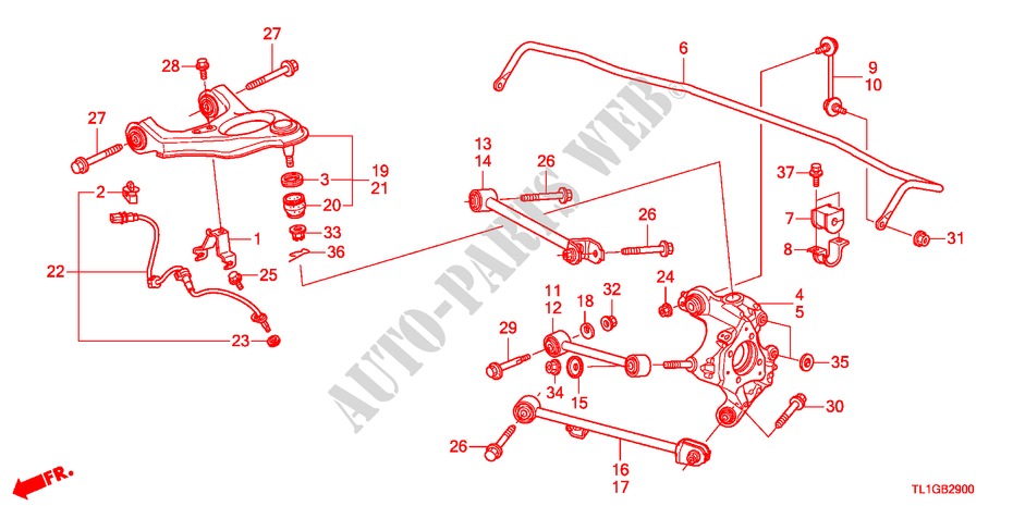 ARTICULATION ARRIERE pour Honda ACCORD 2.0 EX 4 Portes 5 vitesses automatique 2012