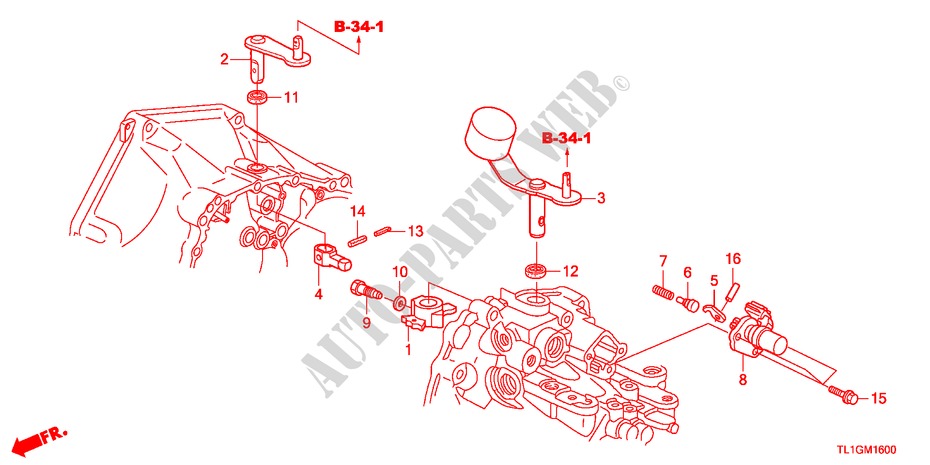 BRAS DE SELECTION/LEVIER DE SELECTION(DIESEL) pour Honda ACCORD 2.2 ES 4 Portes 6 vitesses manuelles 2012