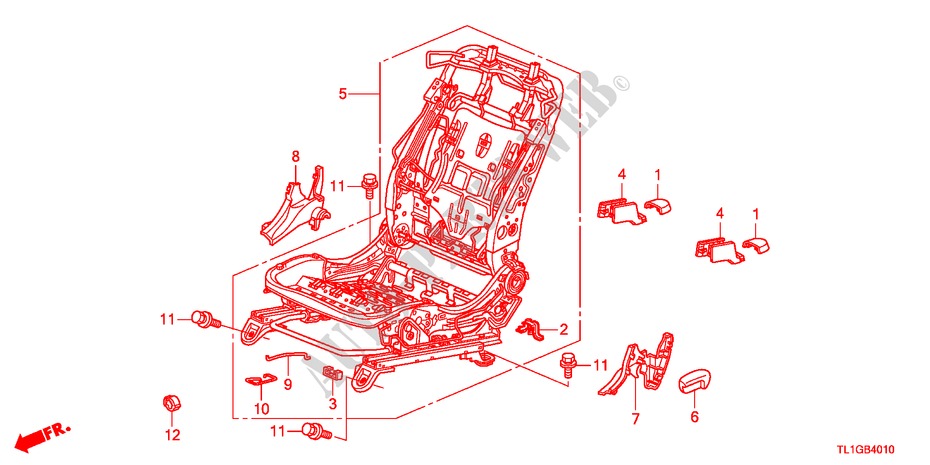 COMP. DE SIEGE AV.(G.)(SIEGE REGLAGE MANUEL) pour Honda ACCORD 2.2 S 4 Portes 6 vitesses manuelles 2012