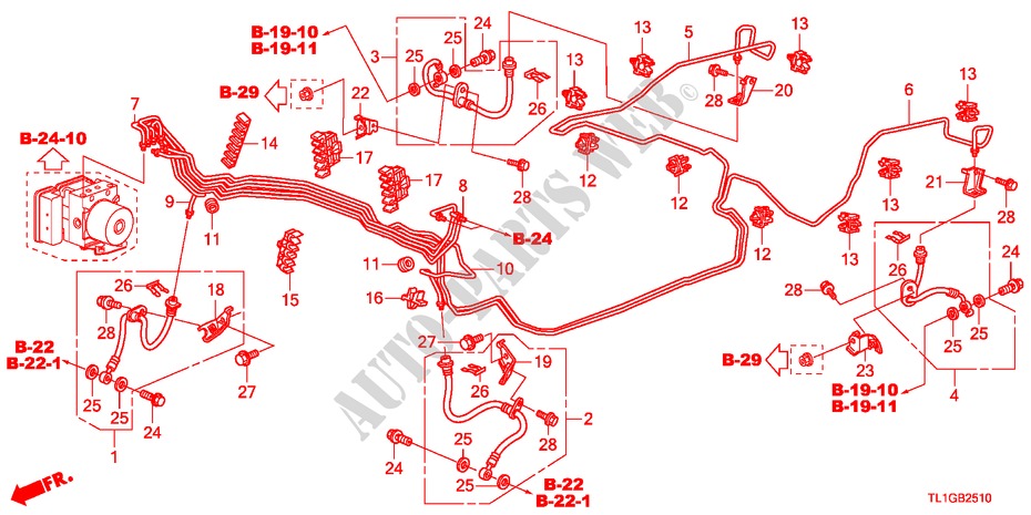 CONDUITES DE FREIN(VSA)(LH) pour Honda ACCORD 2.0 S 4 Portes 6 vitesses manuelles 2012