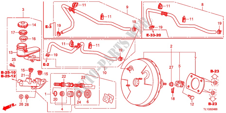 MAITRE CYLINDRE DE FREIN/ALIMENTATION PRINCIPALE(LH) pour Honda ACCORD 2.2 S 4 Portes 6 vitesses manuelles 2012