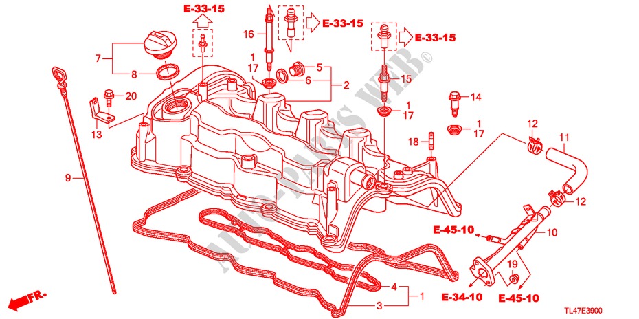 COUVERCLE DE CULASSE (DIESEL) pour Honda ACCORD TOURER 2.2 ES-GT 5 Portes 6 vitesses manuelles 2009
