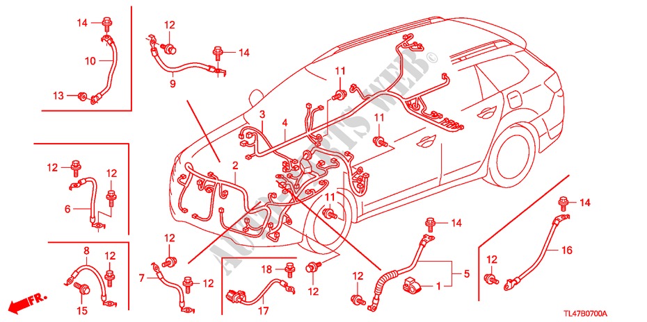 FAISCEAU DES FILS(1) (LH) pour Honda ACCORD TOURER 2.0 EXECUTIVE 5 Portes 5 vitesses automatique 2009