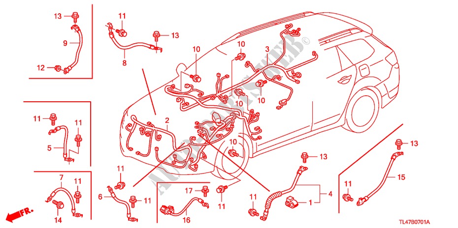 FAISCEAU DES FILS(1) (RH) pour Honda ACCORD TOURER 2.2 ES-GT 5 Portes 6 vitesses manuelles 2009