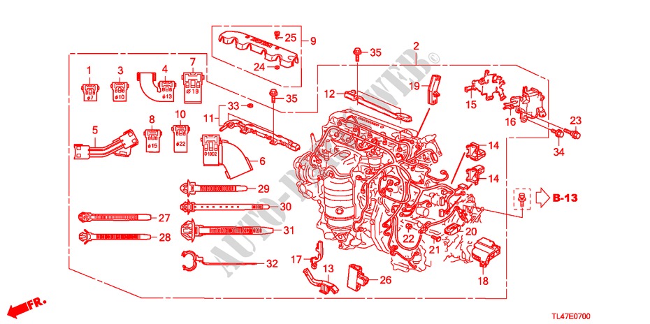 FAISCEAU DES FILS (2.0L) pour Honda ACCORD TOURER 2.0 EXECUTIVE 5 Portes 5 vitesses automatique 2009