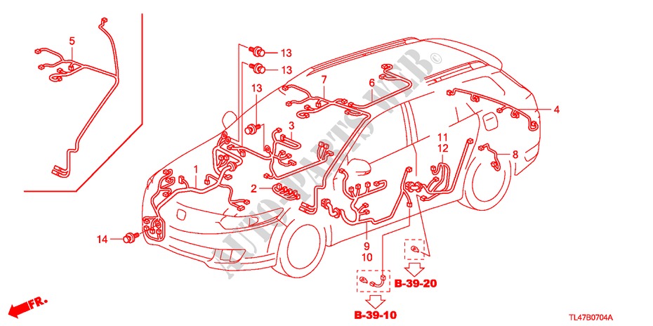 FAISCEAU DES FILS(3) (LH) pour Honda ACCORD TOURER 2.0 ELEGANCE 5 Portes 6 vitesses manuelles 2009