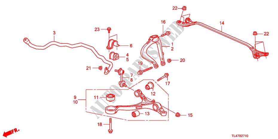 STABILISATEUR AVANT/ BRAS INFERIEUR AVANT pour Honda ACCORD TOURER 2.2 ES-GT 5 Portes 6 vitesses manuelles 2009
