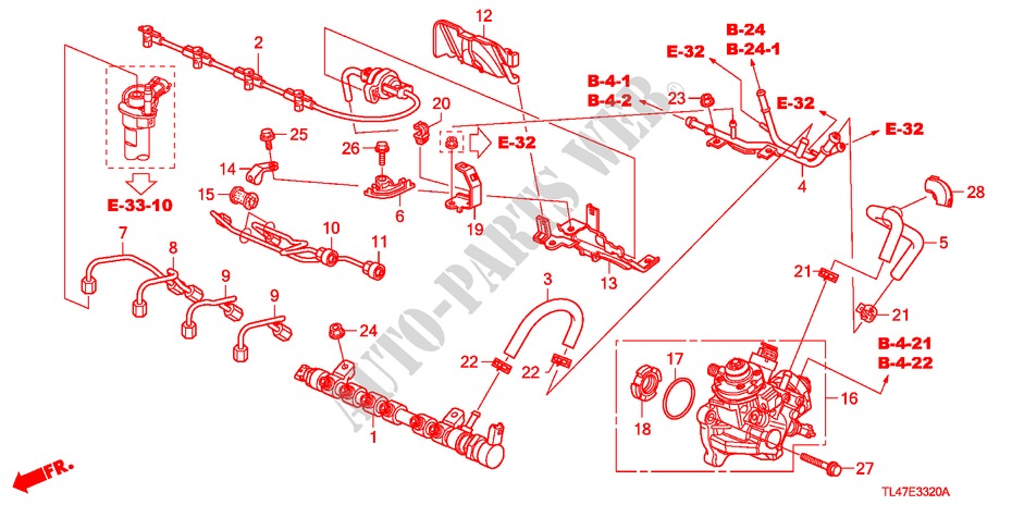 TRINGLE DE CARBURANT/POMPE A HAUTE PRESSION(DIESEL) pour Honda ACCORD TOURER 2.2 S 5 Portes 6 vitesses manuelles 2009