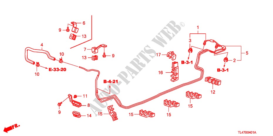 TUYAU DE CARBURANT(DIESEL) (MT) pour Honda ACCORD TOURER 2.2 EXECUTIVE 5 Portes 6 vitesses manuelles 2009