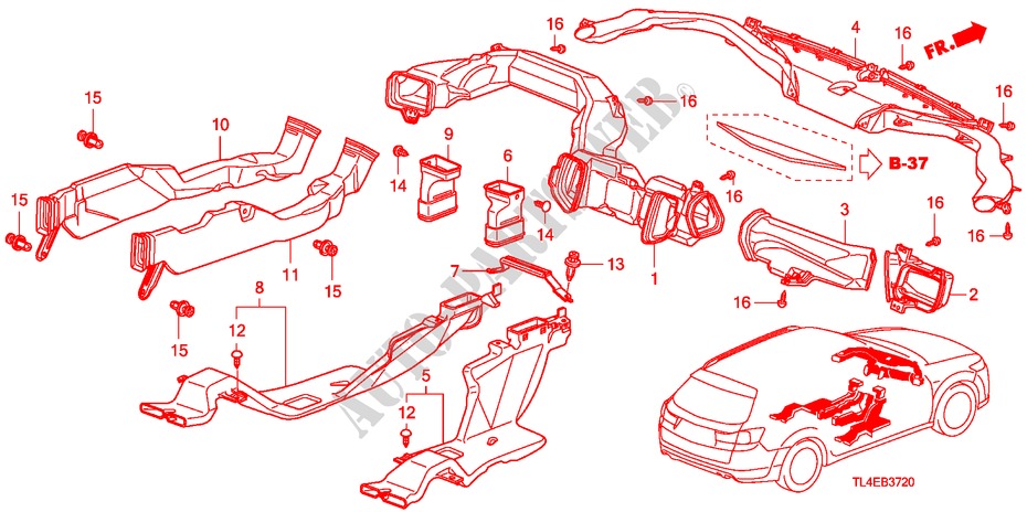 CONDUIT(LH) pour Honda ACCORD TOURER 2.2 EXECUTIVE-H 5 Portes 6 vitesses manuelles 2010