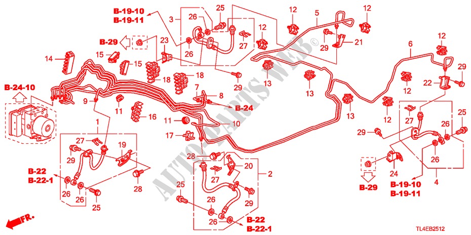CONDUITES DE FREIN(VSA)(DIESEL)(LH) pour Honda ACCORD TOURER 2.2 ELEGANCE 5 Portes 5 vitesses automatique 2011