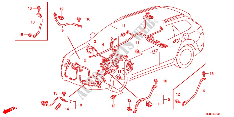 FAISCEAU DES FILS(1)(LH) pour Honda ACCORD TOURER 2.4 EXECUTIVE 5 Portes 6 vitesses manuelles 2010