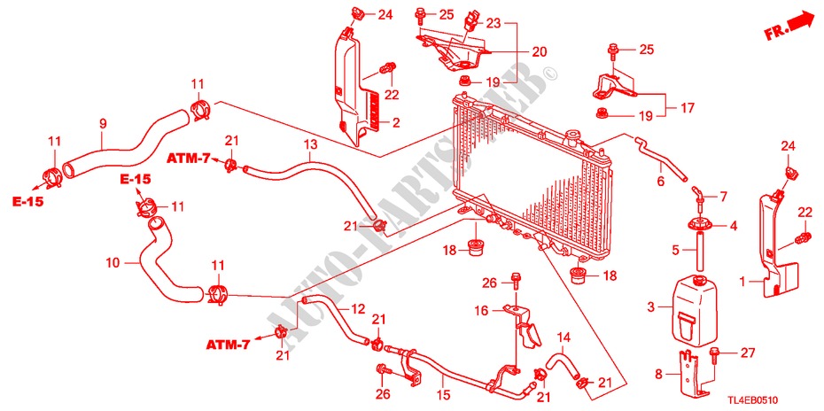 FLEXIBLE DE RADIATEUR/RESERVOIR DE RESERVE(2.0L) pour Honda ACCORD TOURER 2.0 S 5 Portes 6 vitesses manuelles 2010