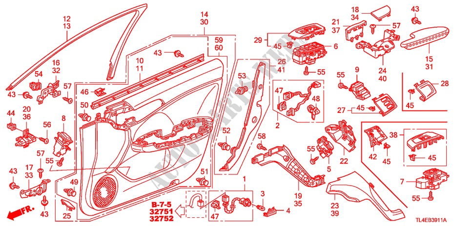 GARNITURE DE PORTE AVANT(RH) pour Honda ACCORD TOURER 2.0 S 5 Portes 6 vitesses manuelles 2010