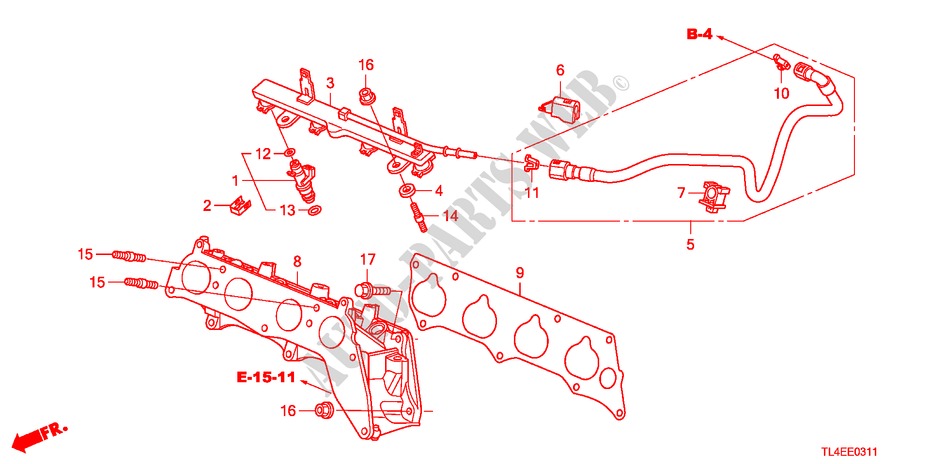 INJECTEUR DE CARBURANT(2.4L) pour Honda ACCORD TOURER 2.4 EXECUTIVE 5 Portes 6 vitesses manuelles 2010