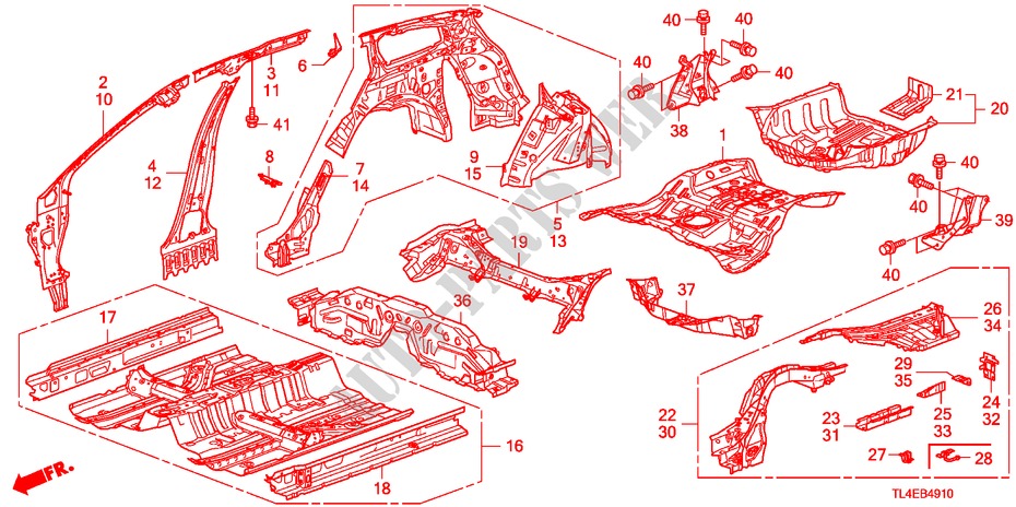 PLANCHER/PANNEAUX INTERIEURS pour Honda ACCORD TOURER 2.0 S 5 Portes 6 vitesses manuelles 2010