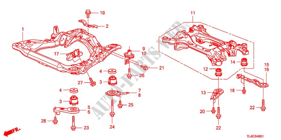 SOUS CHASSIS AVANT/CORPS ARRIERE(DIESEL) pour Honda ACCORD TOURER 2.2 ELEGANCE 5 Portes 6 vitesses manuelles 2011
