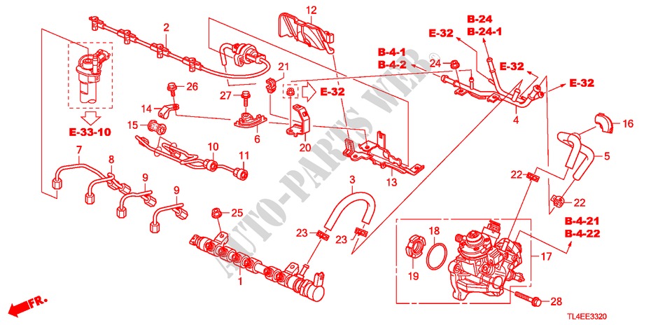 TRINGLE DE CARBURANT/POMPE A HAUTE PRESSION(DIESEL) pour Honda ACCORD TOURER 2.2 EX 5 Portes 5 vitesses automatique 2010