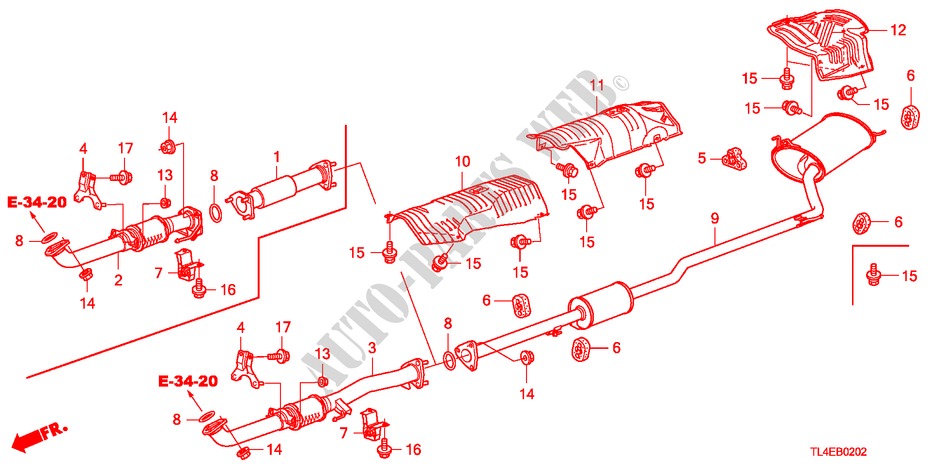 TUYAU D'ECHAPPEMENT(DIESEL) pour Honda ACCORD TOURER 2.2 EXECUTIVE 5 Portes 5 vitesses automatique 2011
