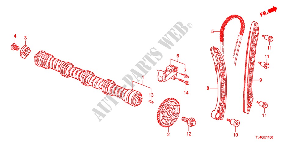 ARBRE A CAMES/CHAINE A CAMES(2.0L) pour Honda ACCORD TOURER 2.0 S 5 Portes 5 vitesses automatique 2012