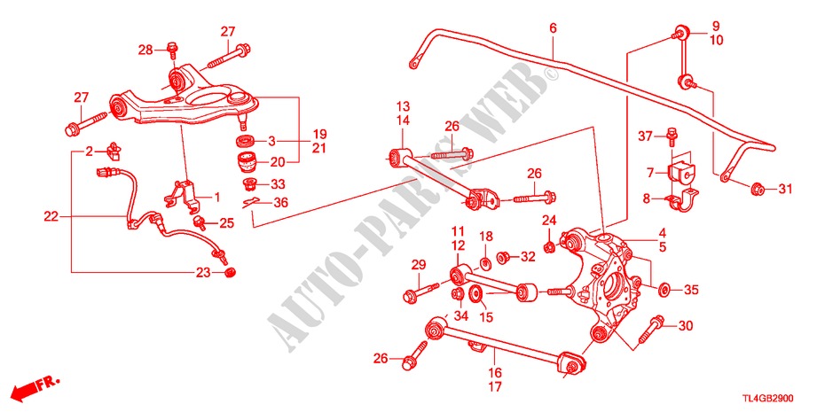 ARTICULATION ARRIERE pour Honda ACCORD TOURER 2.0 S 5 Portes 5 vitesses automatique 2012