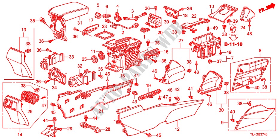 CONSOLE(LH) pour Honda ACCORD TOURER 2.0 S 5 Portes 5 vitesses automatique 2012