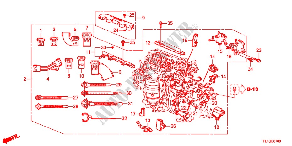FAISCEAU DES FILS(2.0L) pour Honda ACCORD TOURER 2.0 S 5 Portes 5 vitesses automatique 2012