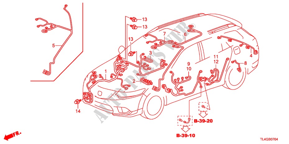 FAISCEAU DES FILS(3)(LH) pour Honda ACCORD TOURER 2.2 ELEGANCE 5 Portes 6 vitesses manuelles 2012