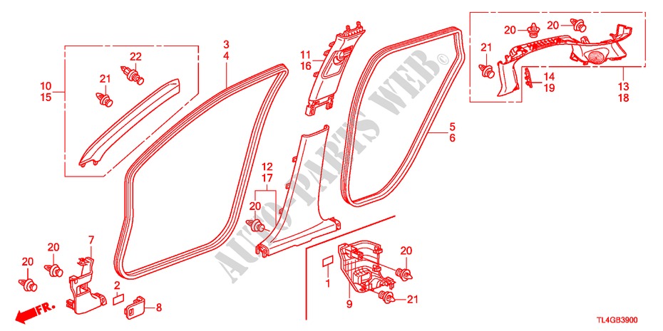 GARNITURE DE MONTANT(LH) pour Honda ACCORD TOURER 2.0 S 5 Portes 5 vitesses automatique 2012