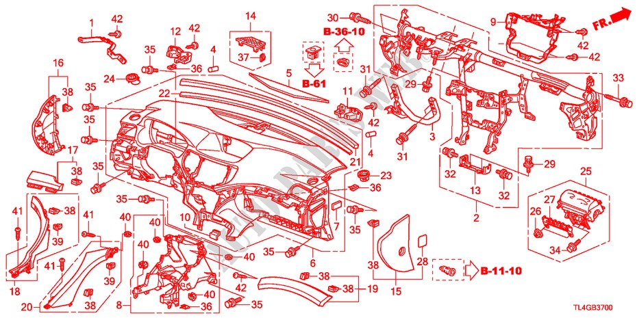 PANNEAU D'INSTRUMENT(LH) pour Honda ACCORD TOURER 2.0 S 5 Portes 5 vitesses automatique 2012