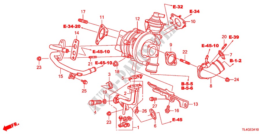TURBOCOMPRESSEUR(DIESEL) pour Honda ACCORD TOURER 2.2 ELEGANCE 5 Portes 5 vitesses automatique 2012