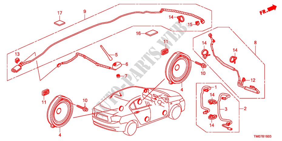 ANTENNE/HAUT PARLEUR(RH)(2) pour Honda BALLADE VTI-L 4 Portes 5 vitesses automatique 2011