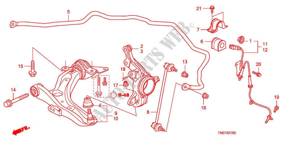 BRAS INFERIEUR AVANT pour Honda BALLADE VTI-L 4 Portes 5 vitesses automatique 2011